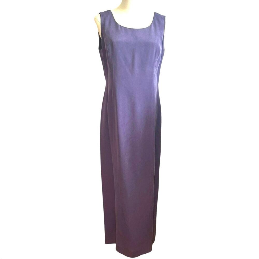 YL Yansi Fugel Purple Matte Crepe Column Maxi Dress 12